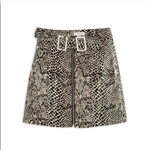 Topshop black and white Snake print Buckle Skirt